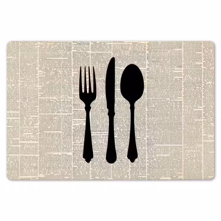 Placemat - 6 stuks - Zwart - Krant - Bestek — 7