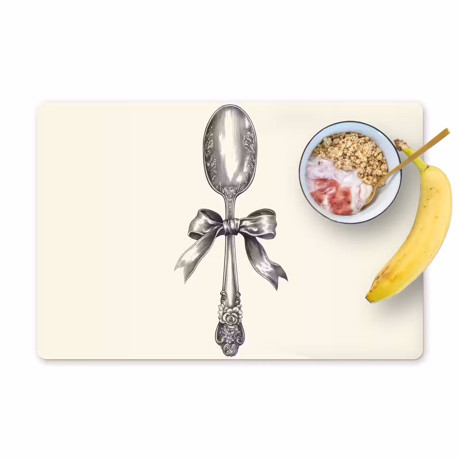 Placemat - 6 stuks - Lepel - Strik - Grijs — 1