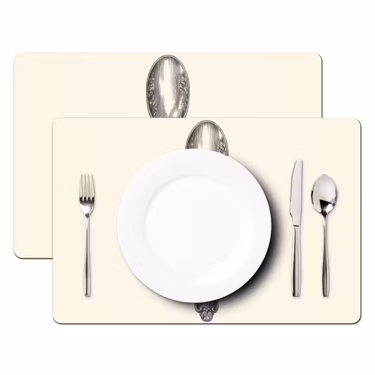 Placemat - 6 stuks - Lepel - Strik - Grijs — 2