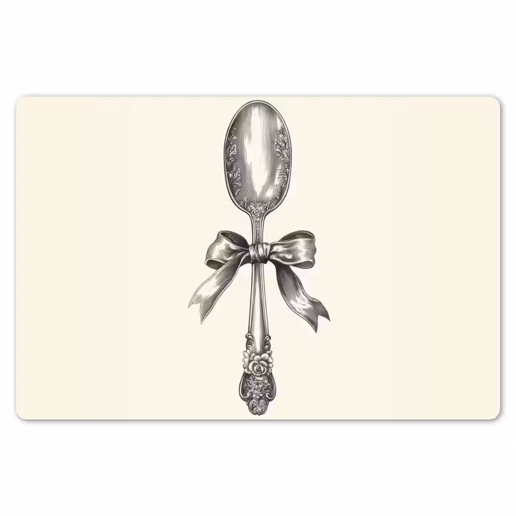 Placemat - 6 stuks - Lepel - Strik - Grijs — 7