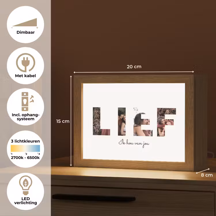 Gepersonaliseerde Lightbox - Lief - Lettercollage — 6