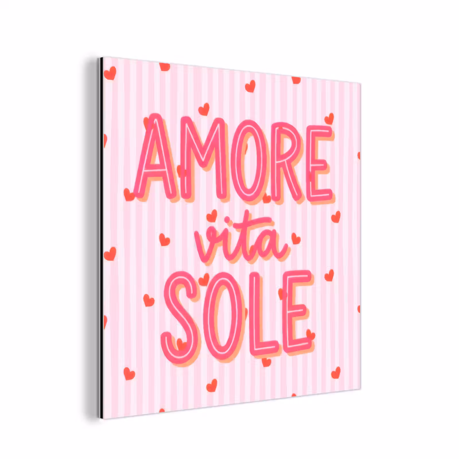 Aluminium schilderij - Amore vita sole - Roze - Hartjes — 1