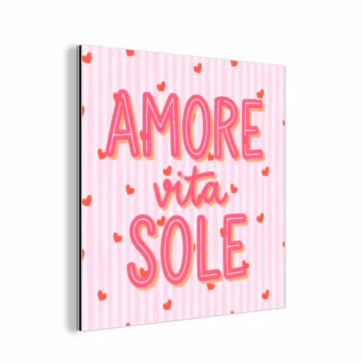 Aluminium schilderij - Amore vita sole - Roze - Hartjes — 1