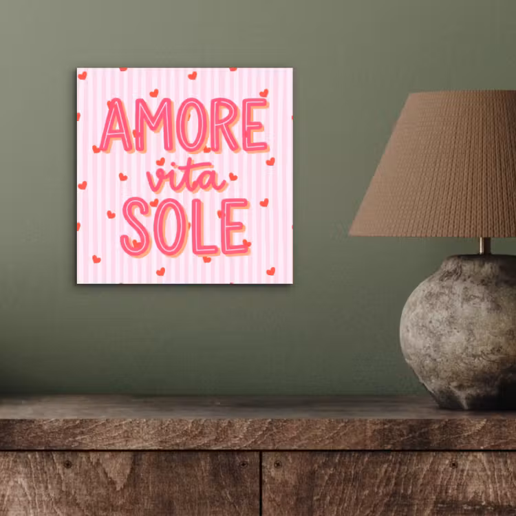Aluminium schilderij - Amore vita sole - Roze - Hartjes — 3