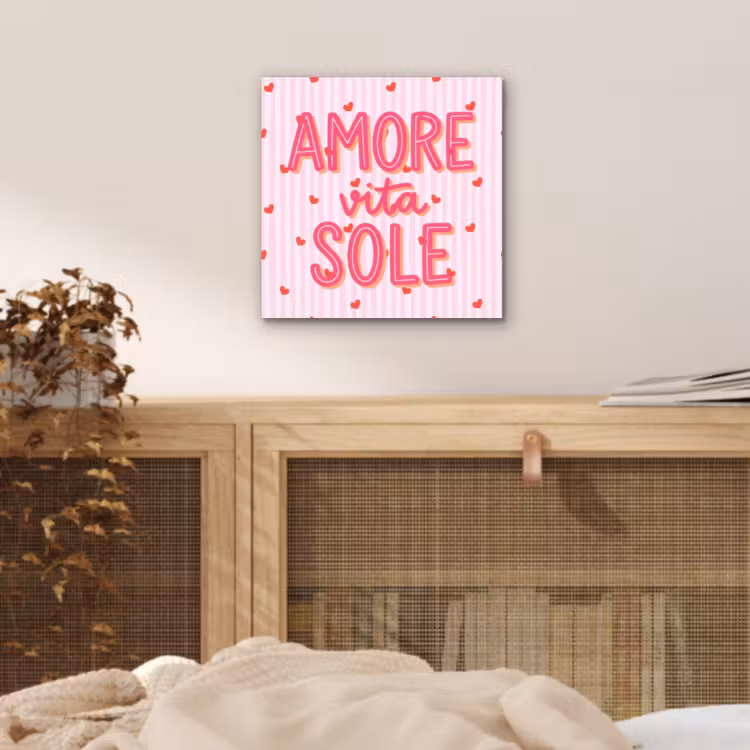 Aluminium schilderij - Amore vita sole - Roze - Hartjes — 4
