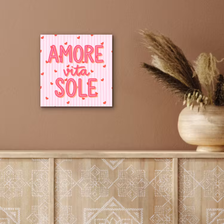 Aluminium schilderij - Amore vita sole - Roze - Hartjes — 5