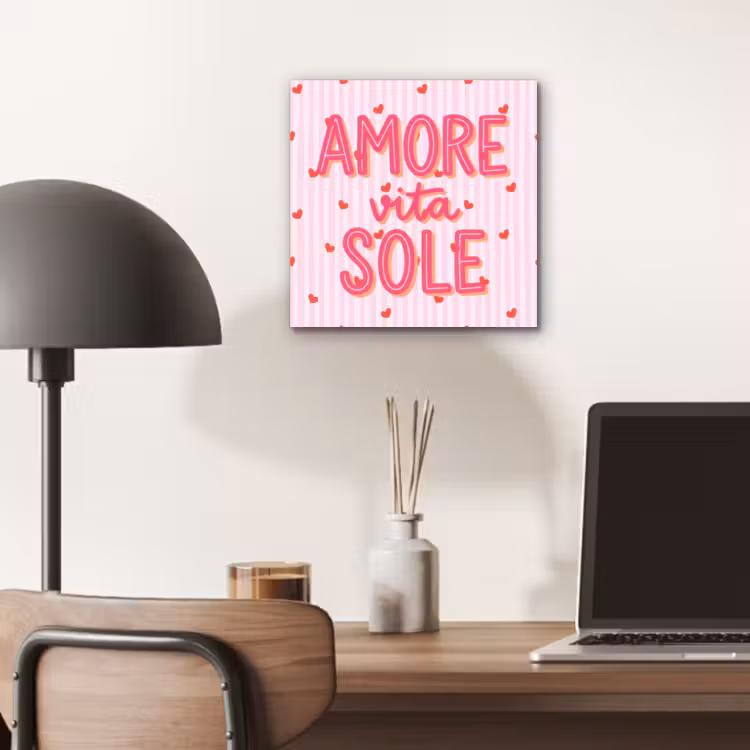 Aluminium schilderij - Amore vita sole - Roze - Hartjes — 6