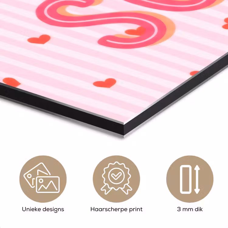 Aluminium schilderij - Amore vita sole - Roze - Hartjes — 7