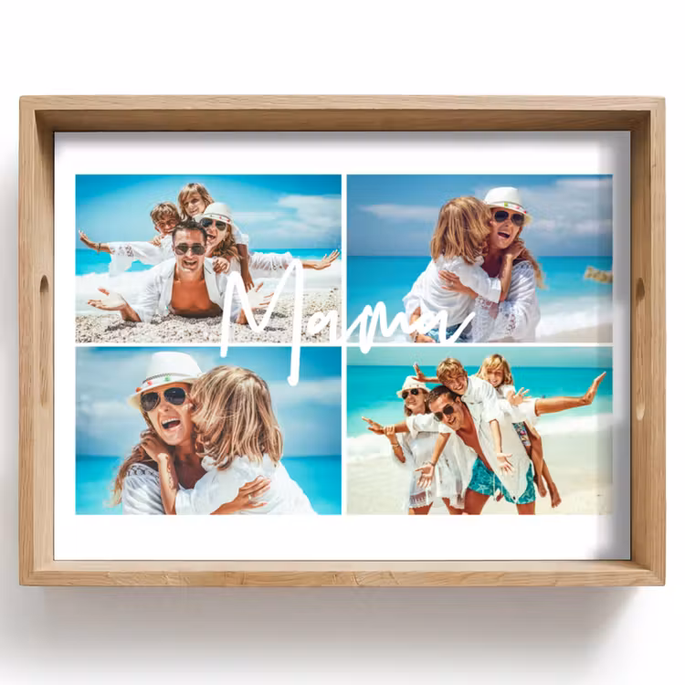 Gepersonaliseerd dienblad - Mama - Collage 4 Foto's — 1