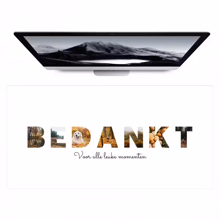 Gepersonaliseerde bureau onderlegger - Bedankt - Lettercollage — 1