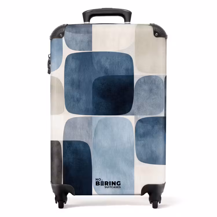 Koffer - Patroon - Blauw - Vierkanten — 1