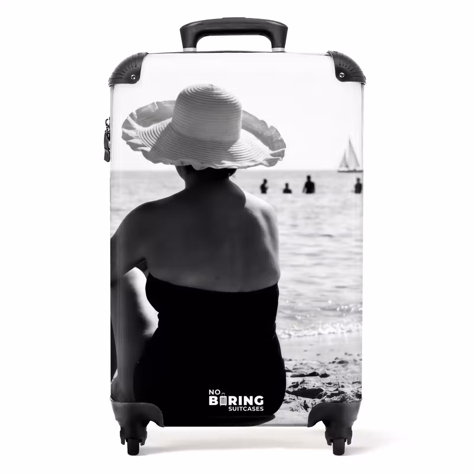 Koffer - Zonnehoed - Strand - Zwart - Wit — 1