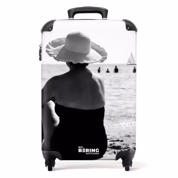 Koffer - Zonnehoed - Strand - Zwart - Wit — 1