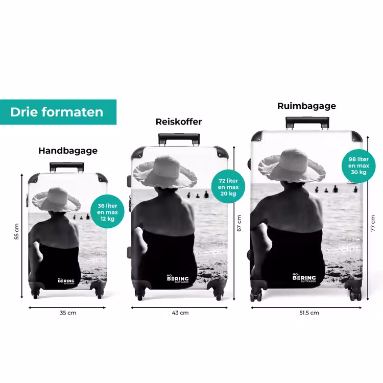 Koffer - Zonnehoed - Strand - Zwart - Wit — 8