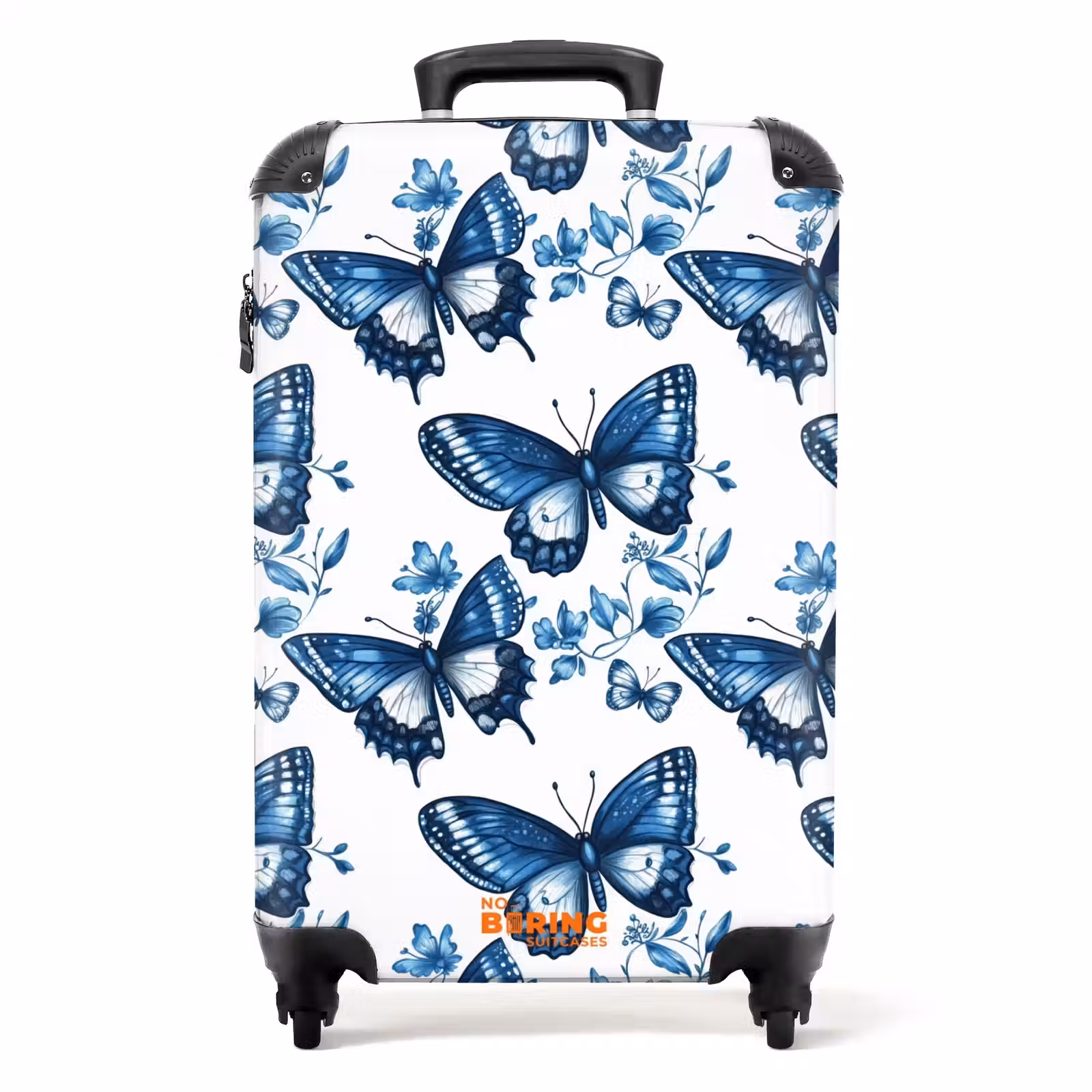 Koffer - Blauw - Vlinders - Bloemen - Wit — 1
