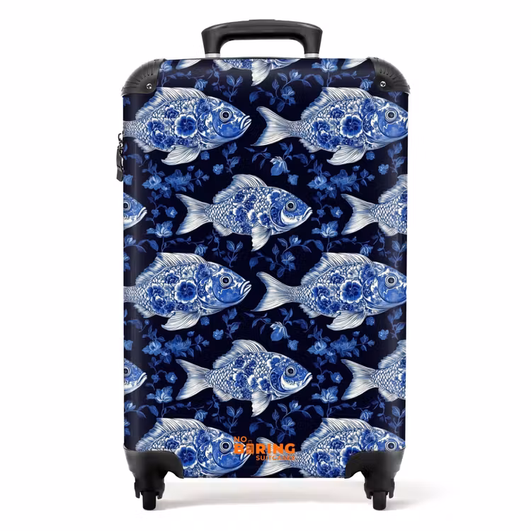 Koffer - Vissen - Bloemen - Blauw — 1