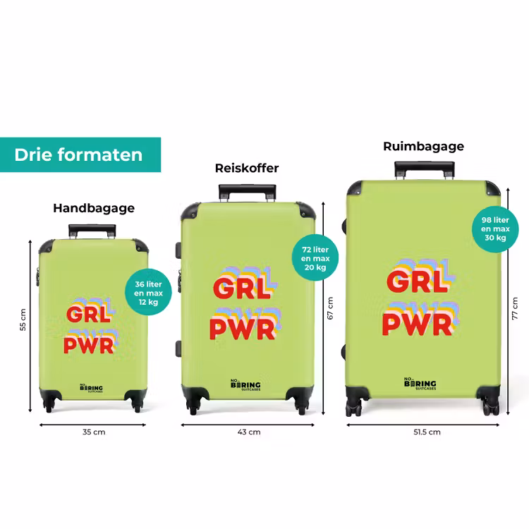 Koffer - Grl pwr - Groen - Rood - 3D — 8
