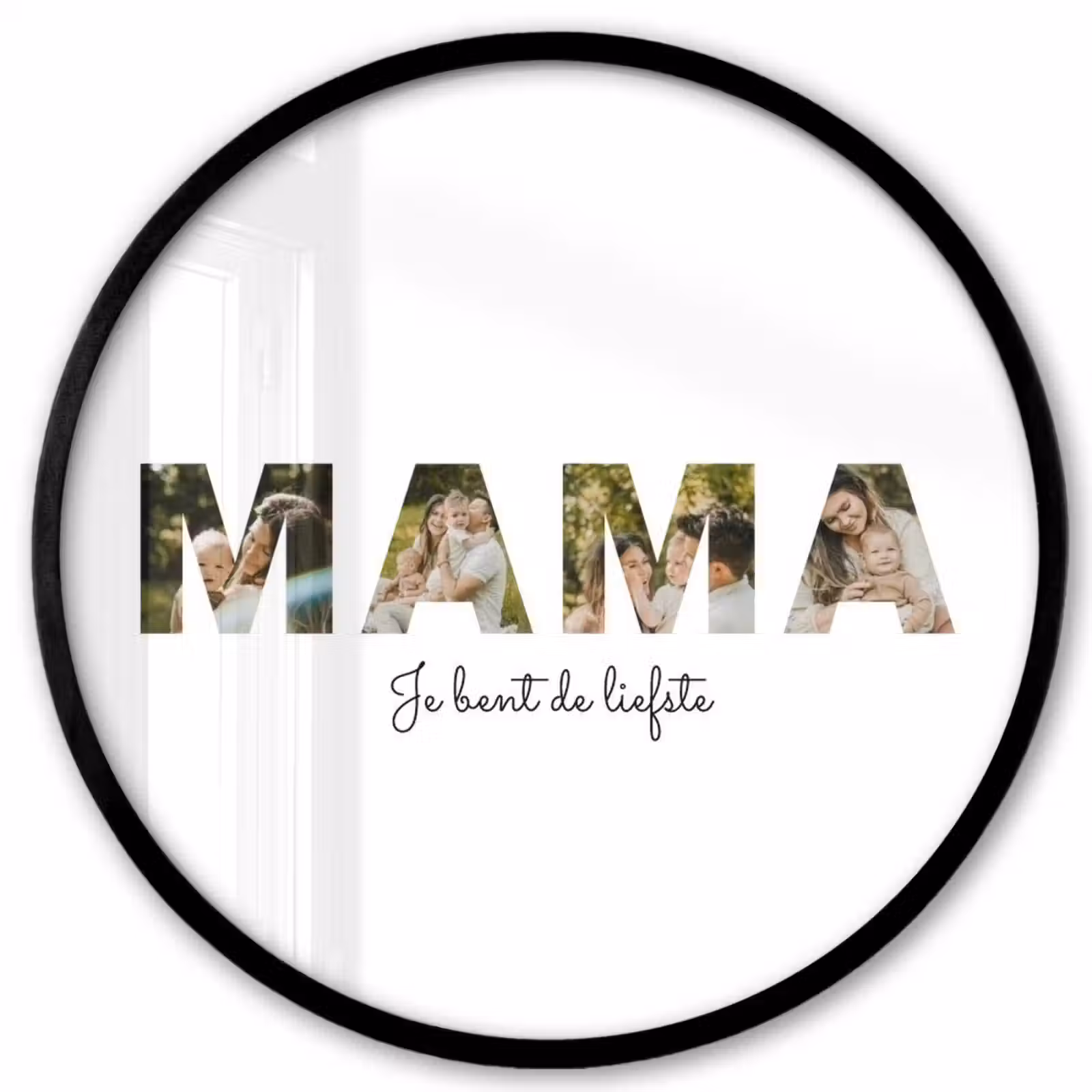 Gepersonaliseerde ronde fotolijst - Mama - Lettercollage — 1