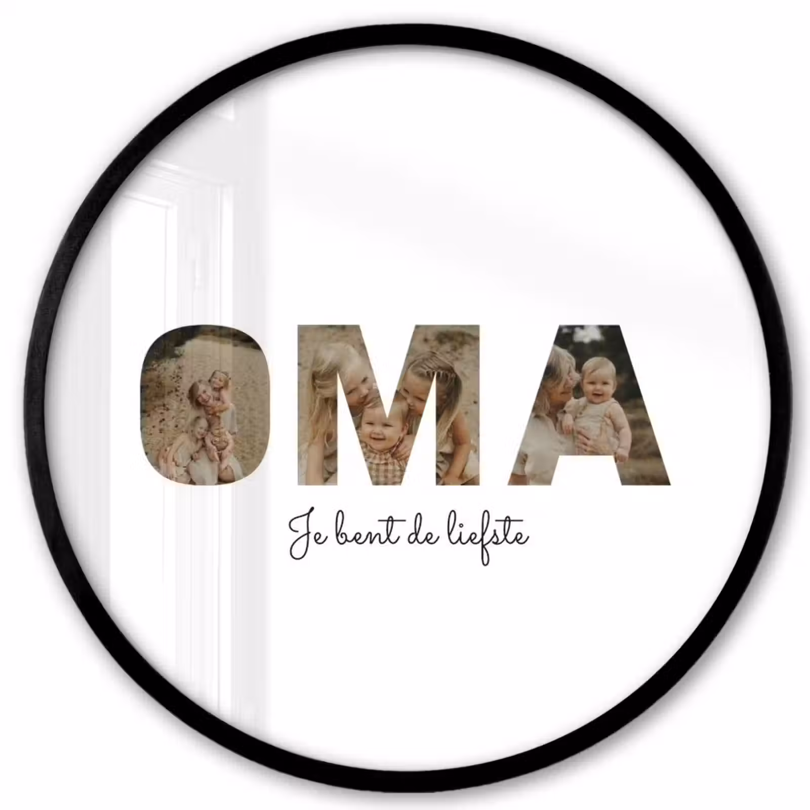 Gepersonaliseerde ronde fotolijst - Oma - Lettercollage — 1