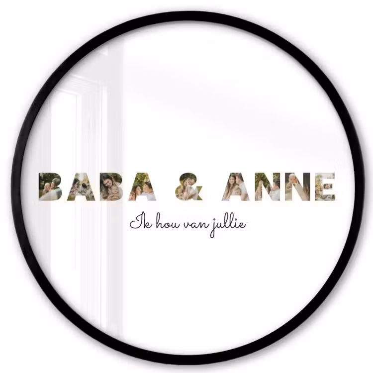Gepersonaliseerde ronde fotolijst - Baba & Anne - Lettercollage — 1