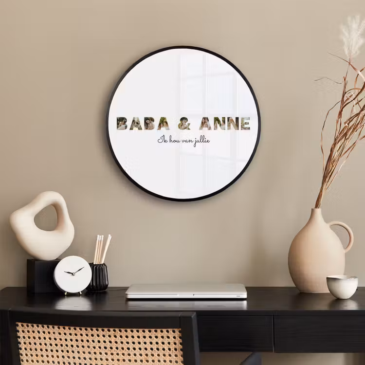 Gepersonaliseerde ronde fotolijst - Baba & Anne - Lettercollage — 3
