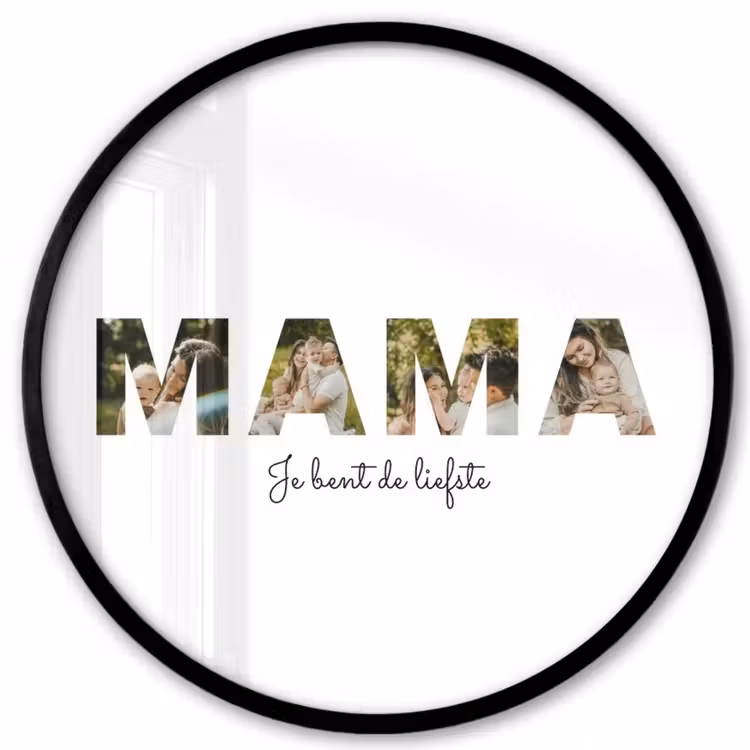 Gepersonaliseerde ronde fotolijst - Mama - Lettercollage — 1