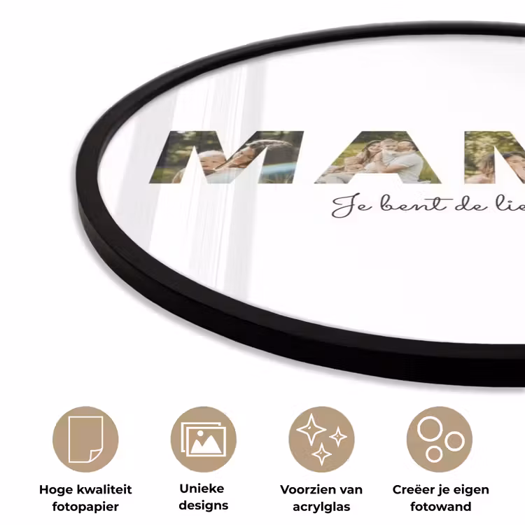 Gepersonaliseerde ronde fotolijst - Mama - Lettercollage — 2
