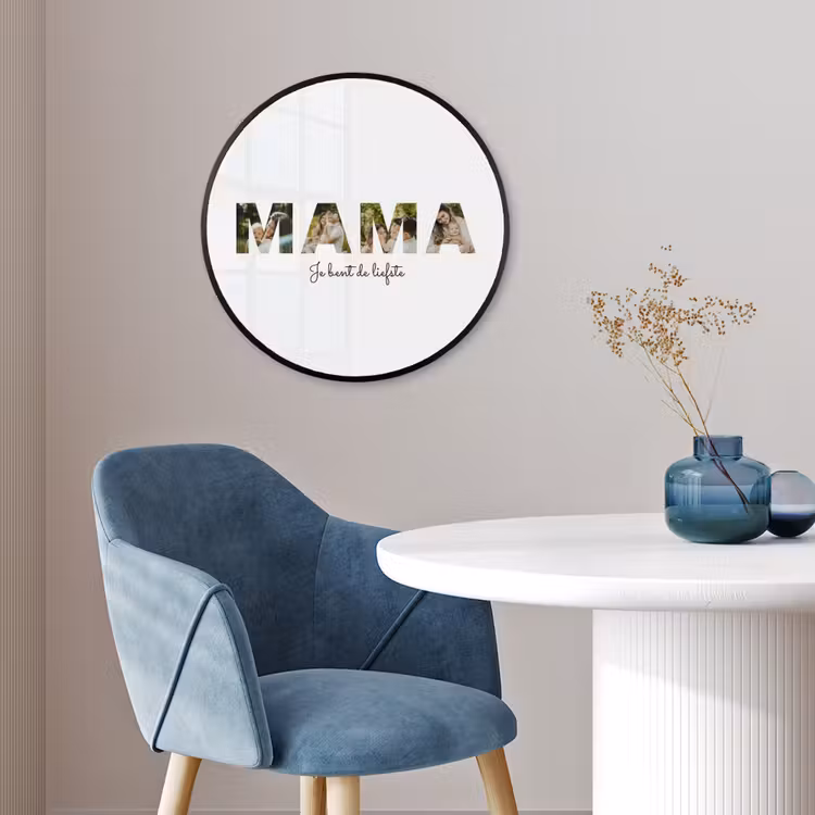 Gepersonaliseerde ronde fotolijst - Mama - Lettercollage — 4