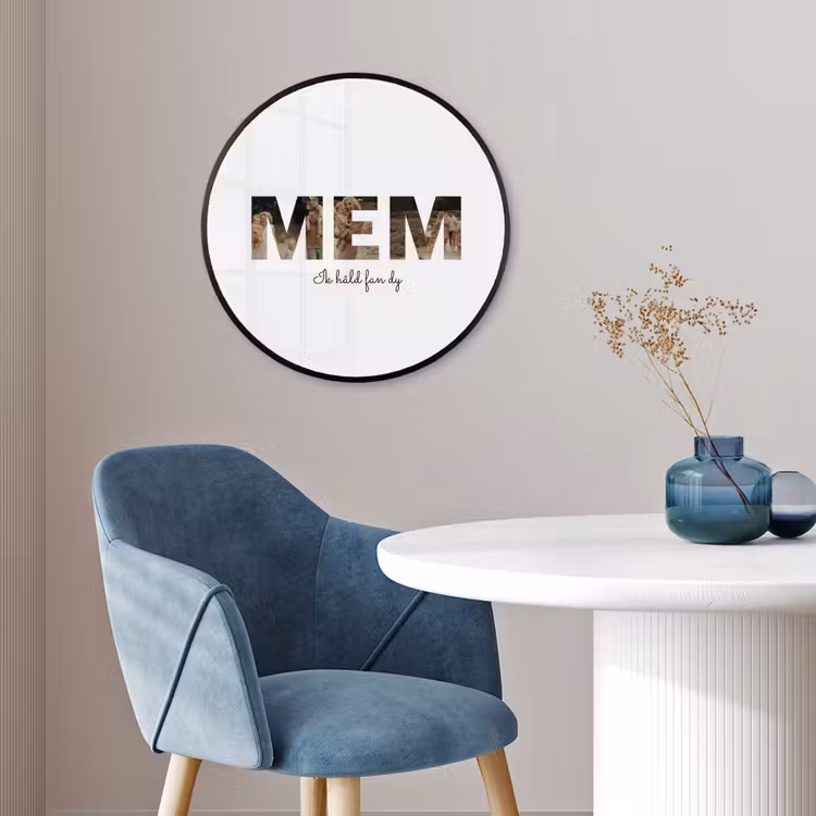 Gepersonaliseerde ronde fotolijst - Mem - Lettercollage — 4