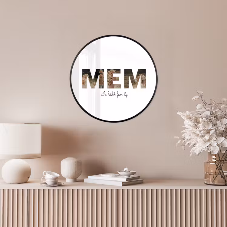 Gepersonaliseerde ronde fotolijst - Mem - Lettercollage — 5