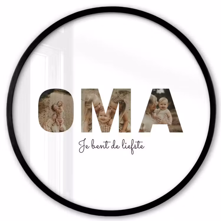 Gepersonaliseerde ronde fotolijst - Oma - Lettercollage — 1