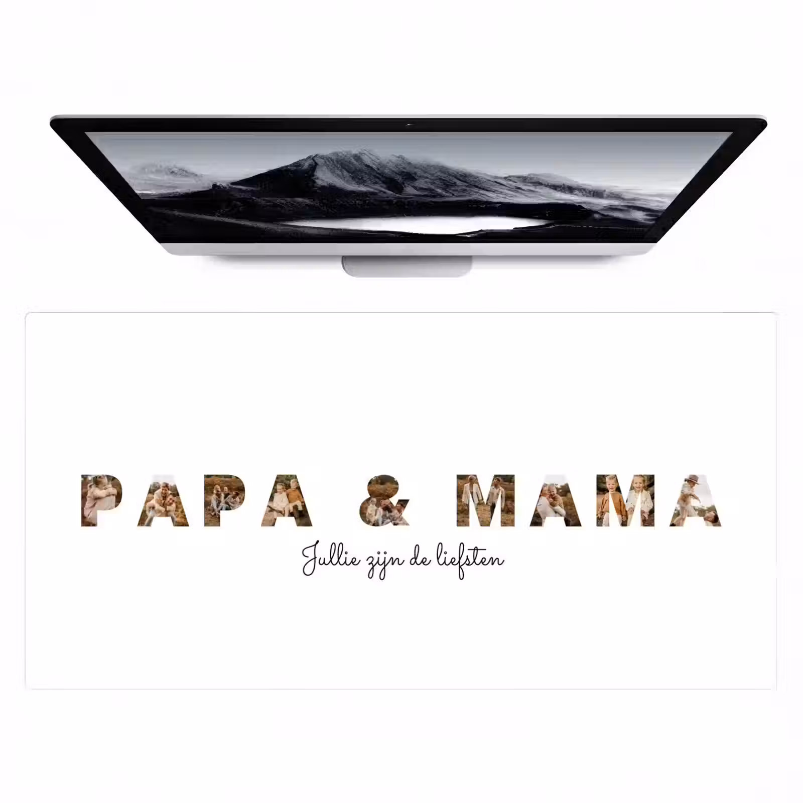 Gepersonaliseerde bureau onderlegger - Papa & Mama - Lettercollage — 1