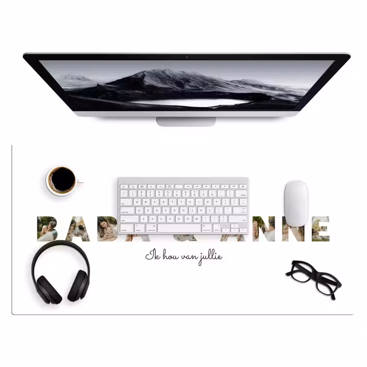 Gepersonaliseerde bureau onderlegger - Baba & Anne - Lettercollage — 4