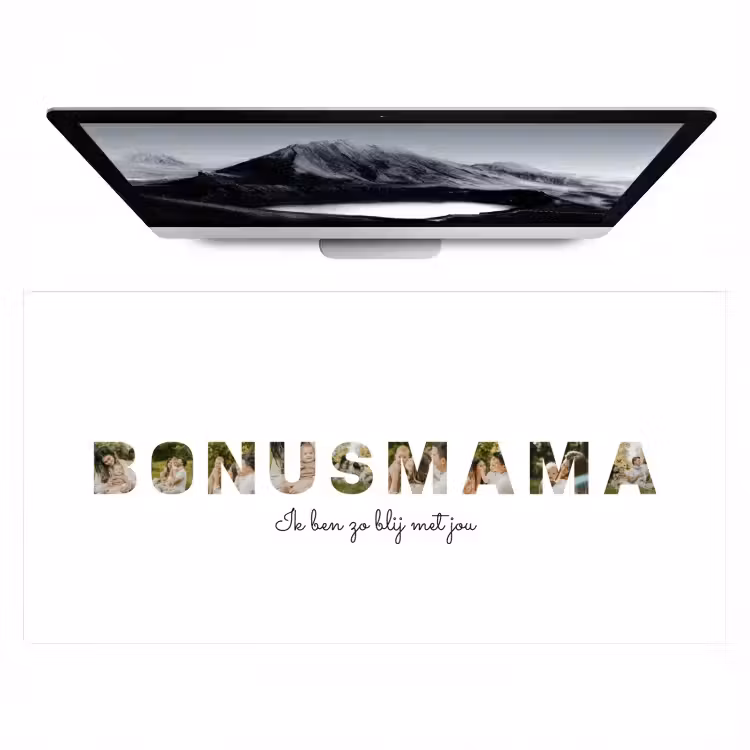 Gepersonaliseerde bureau onderlegger - Bonusmama - Lettercollage — 1