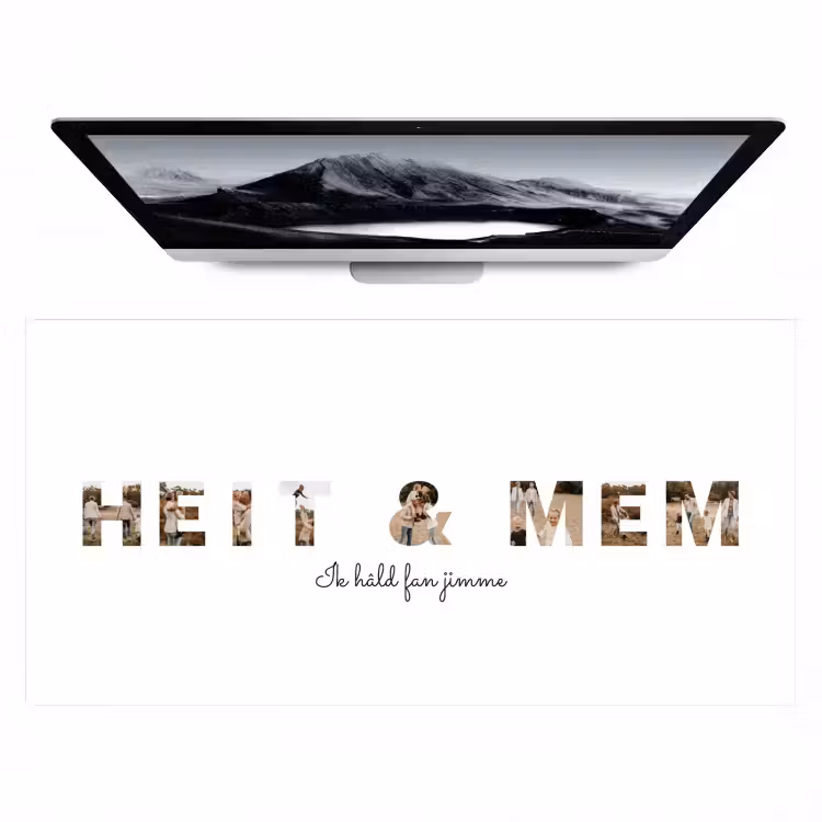 Gepersonaliseerde bureau onderlegger - Heit & Mem - Lettercollage — 1