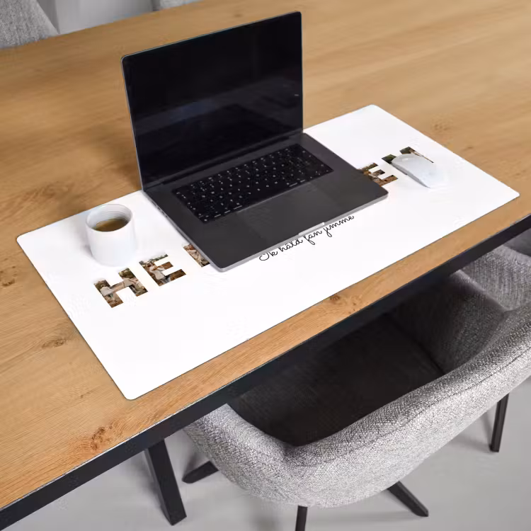 Gepersonaliseerde bureau onderlegger - Heit & Mem - Lettercollage — 3