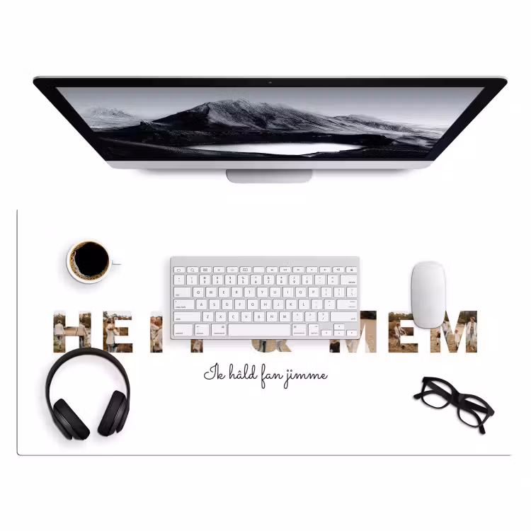 Gepersonaliseerde bureau onderlegger - Heit & Mem - Lettercollage — 4