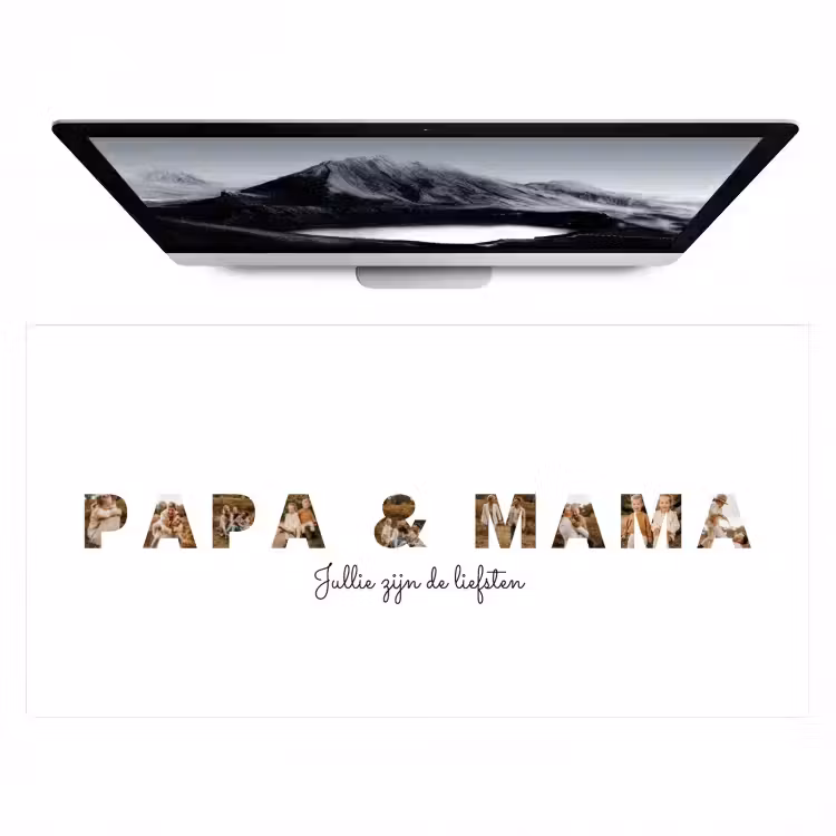 Gepersonaliseerde bureau onderlegger - Papa & Mama - Lettercollage — 1