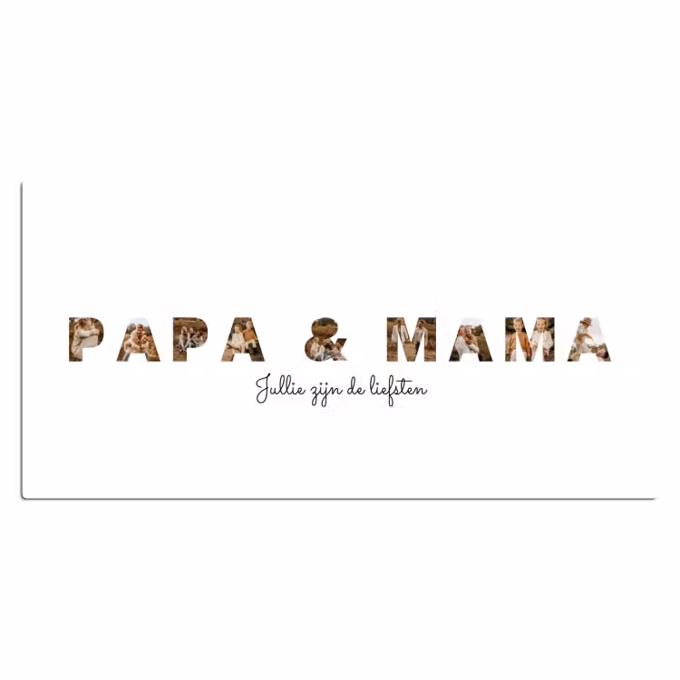 Gepersonaliseerde bureau onderlegger - Papa & Mama - Lettercollage — 2