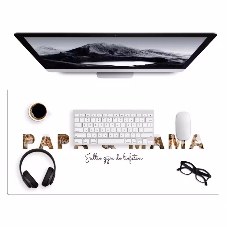 Gepersonaliseerde bureau onderlegger - Papa & Mama - Lettercollage — 4