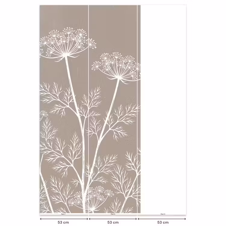 Behang - Grafisch - Fluitenkruid - Taupe — 6