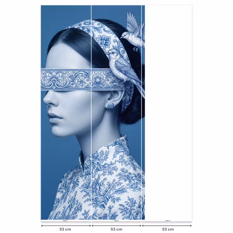 Behang - Portret - Klassiek - Wit - Blauw — 6