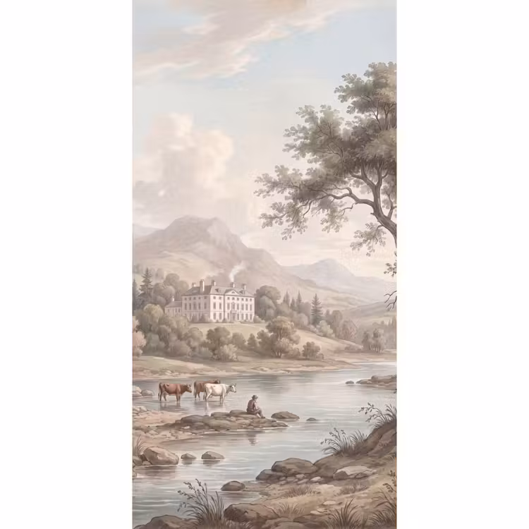 Behang - Landhuis - Rivier - Vee — 2
