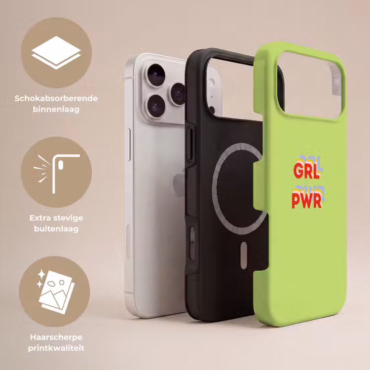Telefoonhoesje Toughcase - Grl pwr - Groen - Rood - 3D — 3