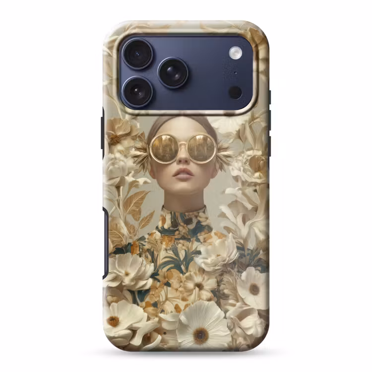 Telefoonhoesje Toughcase - Vrouw - Bloemen - Zonnebril - Wit — 1
