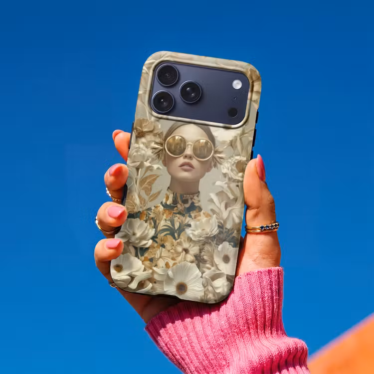 Telefoonhoesje Toughcase - Vrouw - Bloemen - Zonnebril - Wit — 2