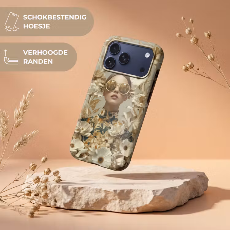 Telefoonhoesje Toughcase - Vrouw - Bloemen - Zonnebril - Wit — 5