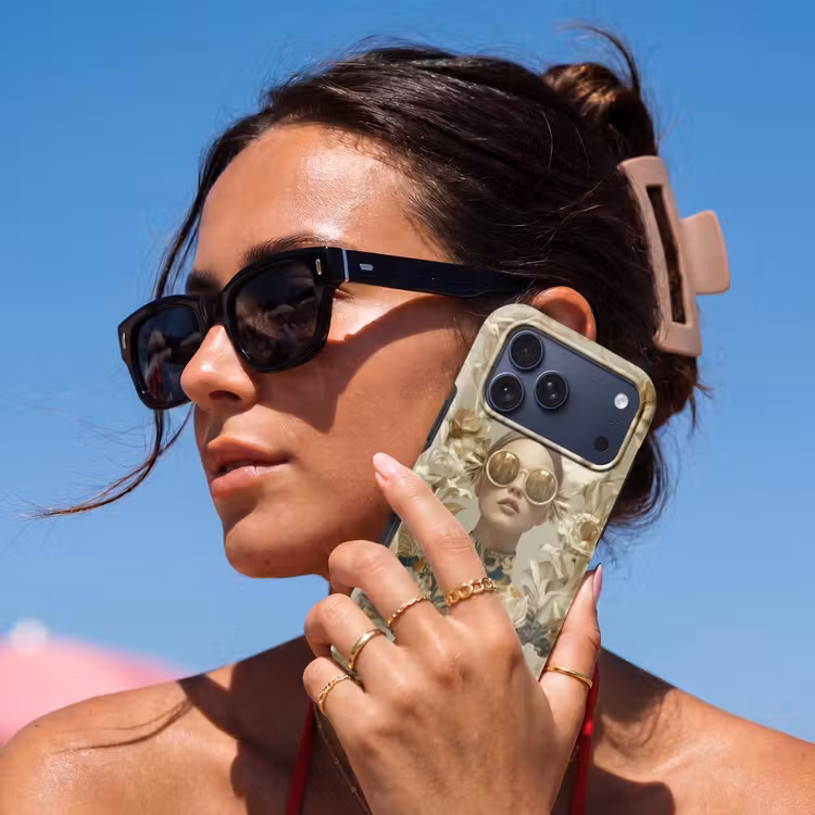 Telefoonhoesje Toughcase - Vrouw - Bloemen - Zonnebril - Wit — 6