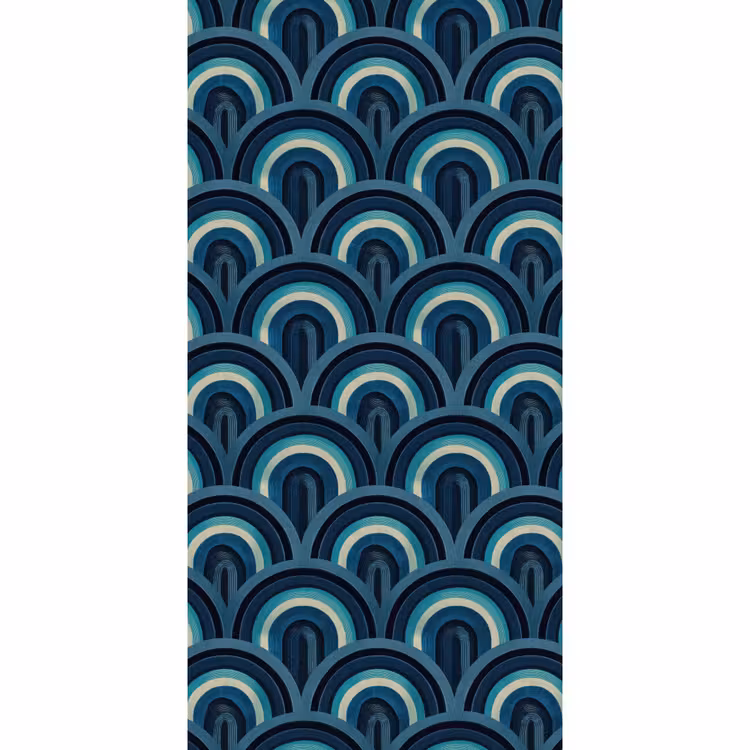 Behang - Bogen - Geometrisch - Patroon - Blauw - Retro — 2