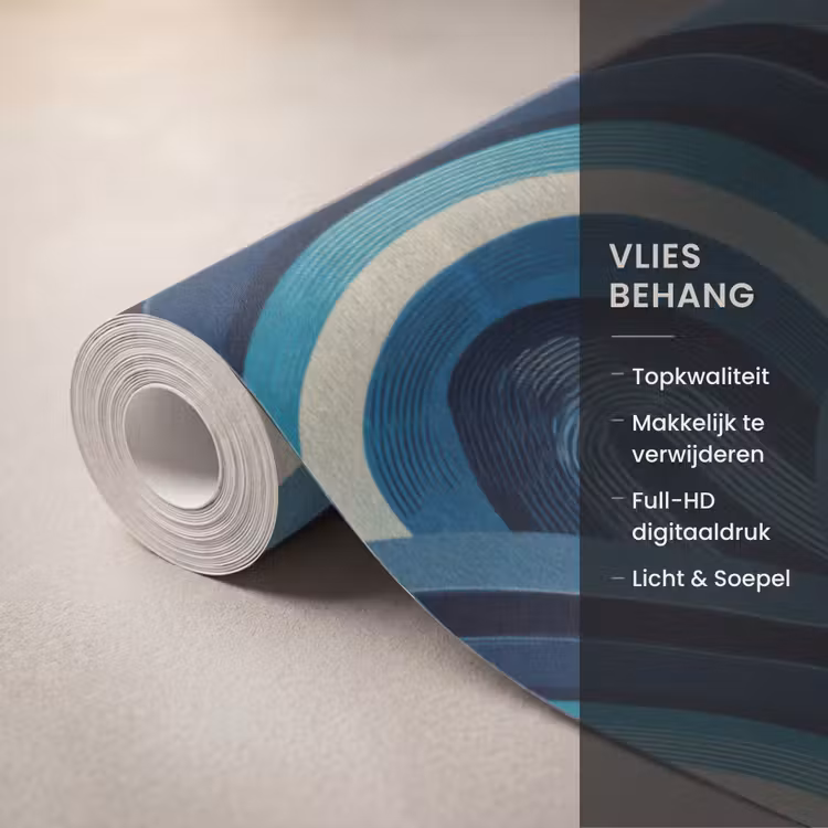 Behang - Bogen - Geometrisch - Patroon - Blauw - Retro — 3